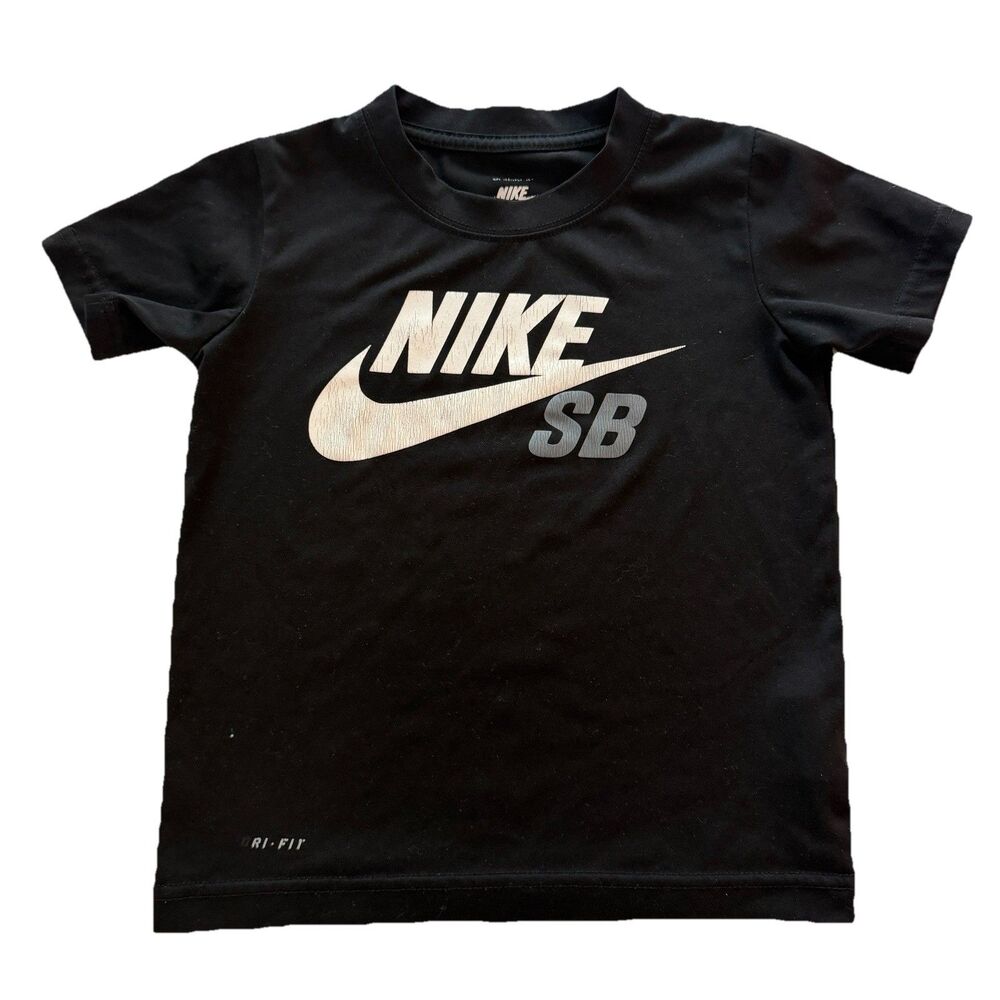 Nike SB Youth Small T-Shirt Boys 5 Years Graphic Tee Skate Casual Black